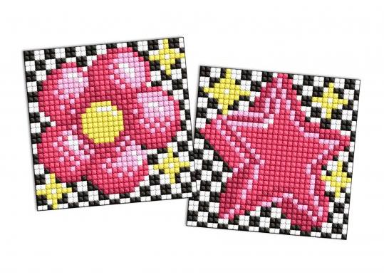 Tablou cu DIAMANTE 9x9cm 2buc (magnetic) Floare și stea AMG1181
