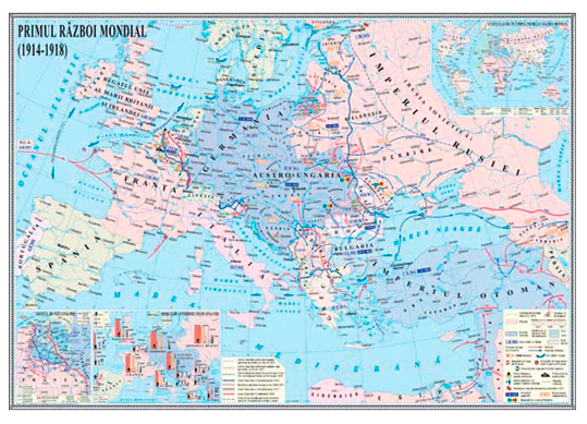 Harta murala Primul razb. mond. (1914-1918) 1.4*1.0m IHC1
