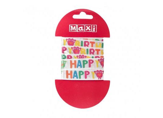 Panglica decorativa Maxi 2m Happy Birthday BJ21-05012B