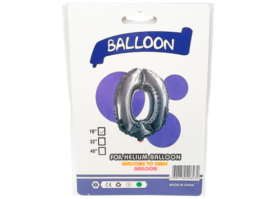 Balon folie Cifra 0 argintiu 42cm 221751