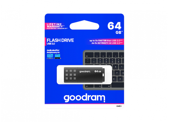 Flash USB: 64GB Goodram UME3 USB3.0 Black 0640K0R11