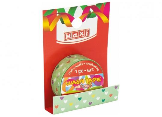 Banda decorativa cu imprimeu 15mm x 3m inimioare MX61970