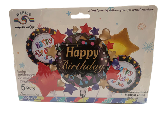 Baloane Happy Birthday (5pcs) (TZ-S5023) Negru AP005316-1