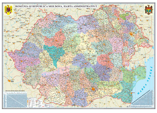 Harta Administrativa R. Moldova si Romania GHR7CD2