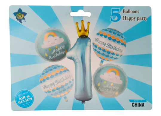 Baloane compozitii 5buc 1AN albastru BN1024