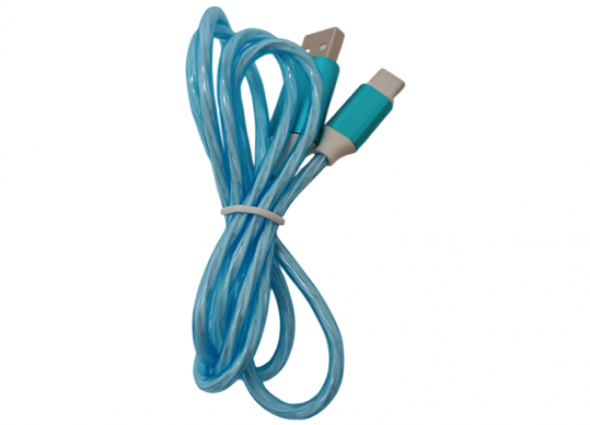 Cablu USB 1.0m Platinet USB-A to USB-C  2A LED Blue PUACL1BL