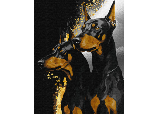 Tablou (40*50/cifre) Dobermani fideli (metalice) KHO6524