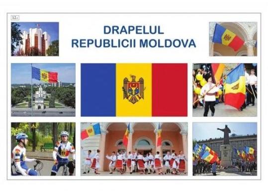 Plansa.Drapelul Republicii Moldova+Stema R.Moldova 70x100cm EP15