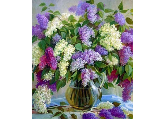 Tablou cu DIAMANTE 40x50 Flori de liliac (fara sasiu) GLE76143