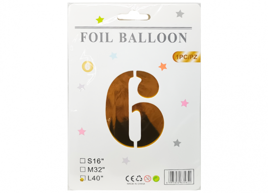 Balon folie Cifra 6 auriu 100cm 221928