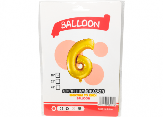 Balon folie Cifra 6 auriu 42cm 221690