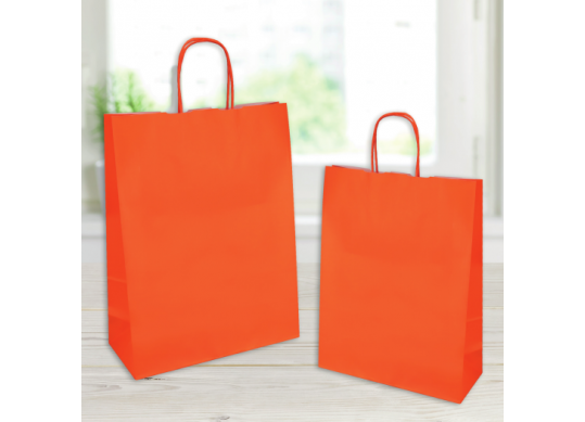 Punga hirtie 22*10*32,orange 110gr,minere rasucite SH31086