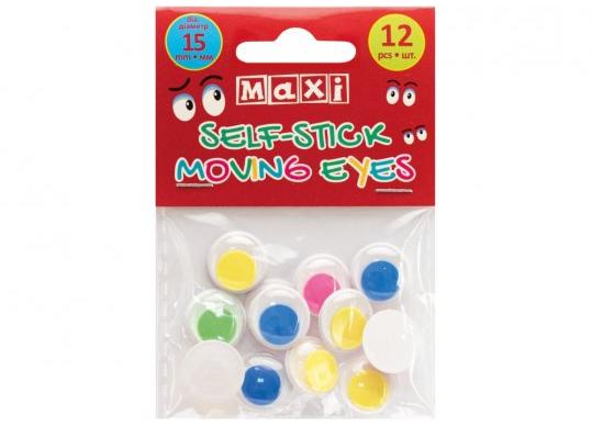 Ochi mobili autoadezivi color 15mm/12buc.Maxi MX61724