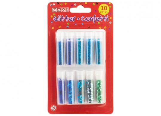 Sclipici 6 culori+4 confetti.x 2gr.Maxi MX61725