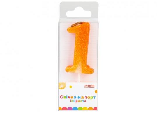 Lumanare-Cifra 1 Maxi cu sclipici 4.5cm MX622081-1