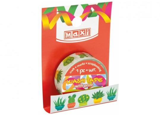 Banda decorativa cu imprimeu 15mm x 3m cactusi MX61963