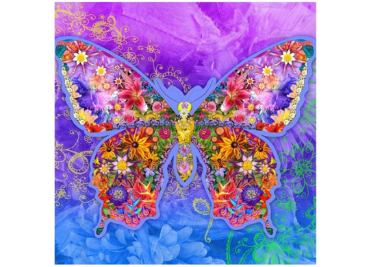 Tablou cu DIAMANTE 30x40 Fluture din flori (fara sasiu) GLD62762