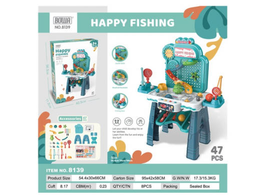 Jucarie happy fishing 47 pcs cu masa de lucru 8139