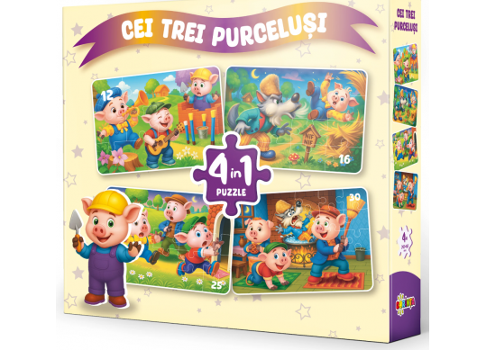 Puzzle 4in1 Cei trei purcelusi PD4321