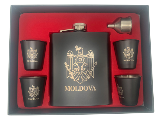 Suvenir set fleaga inox+4 pahare Moldova neagra 23111063