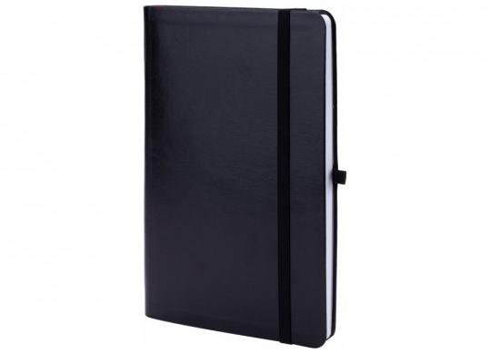 Agenda nedata cu elastic A5 128 foi/linii (cop.moale,piele)Negru O20124-01