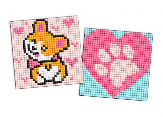 Tablou cu DIAMANTE 9x9cm 2buc (autocolant) Corgi AMS1058