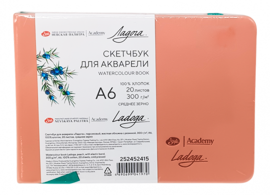 Sketchbook A6 20 foi Ladoga 300 gr. piersic cu elastic 252452415