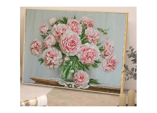 Tablou cu DIAMANTE 30x40 Vaza cu bujori (fara sasiu) GLD62934