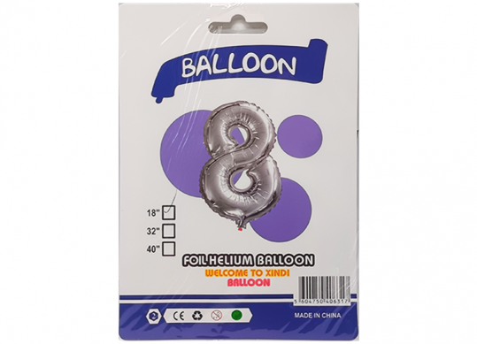 Balon folie Cifra 8 argintiu 42cm 221829