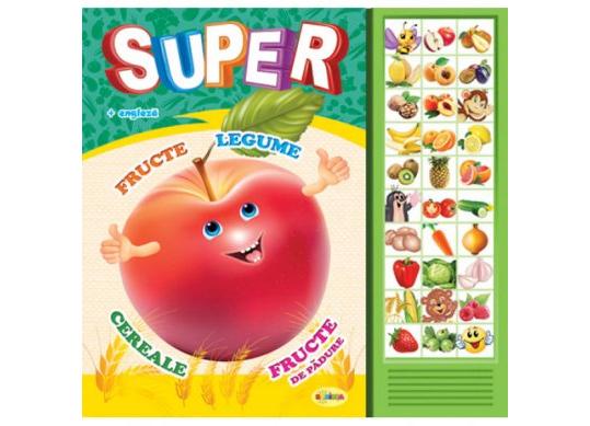 Carte cu sunete A4 Super fructe, legume + engleza(P.D.) PD0744