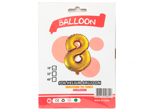 Balon folie Cifra 8 auriu 42cm 221737